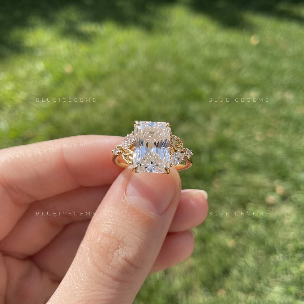 Old Mine Cut Floral Engagement Ring