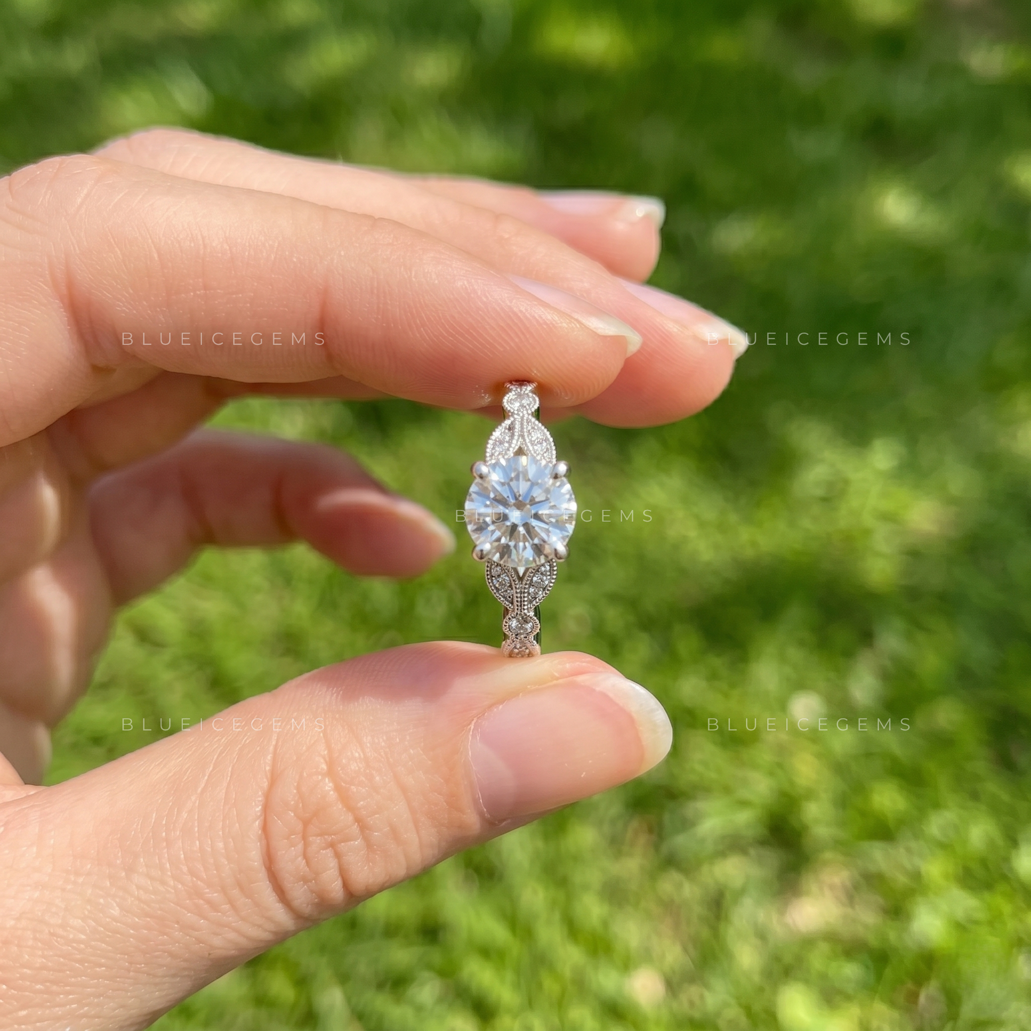 Vintage Romance Round Cut Marquise Outline Milgrain Statement Ring