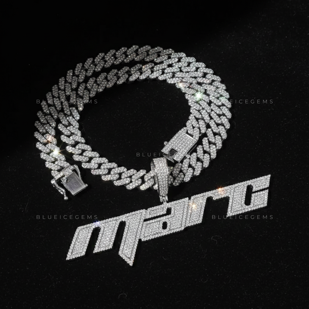 "MARC" Custom Slanted Speed-Script Iced-Out Pendant