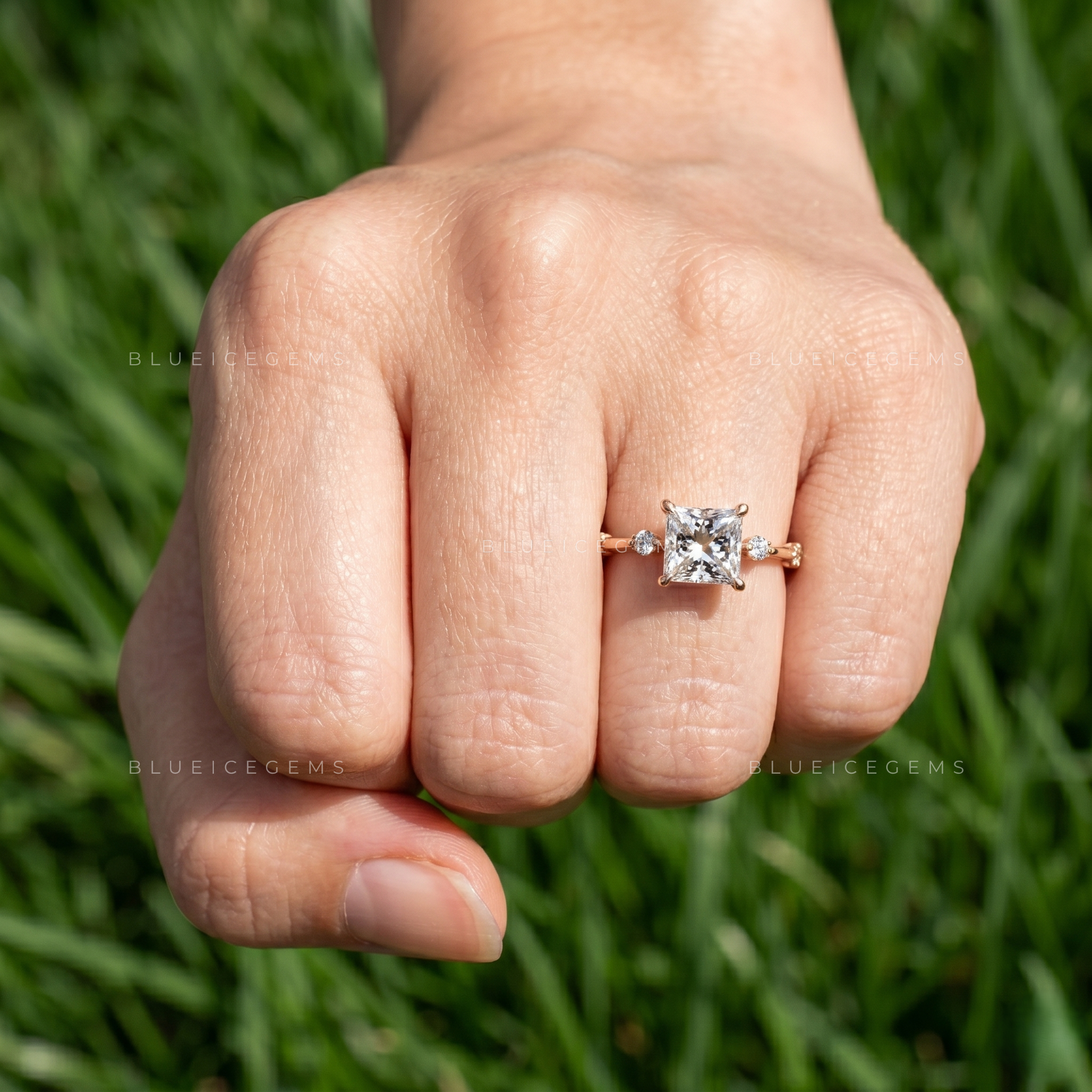 Sovereign Majesty Princess Cut Pavé Set Accent Proposal Ring