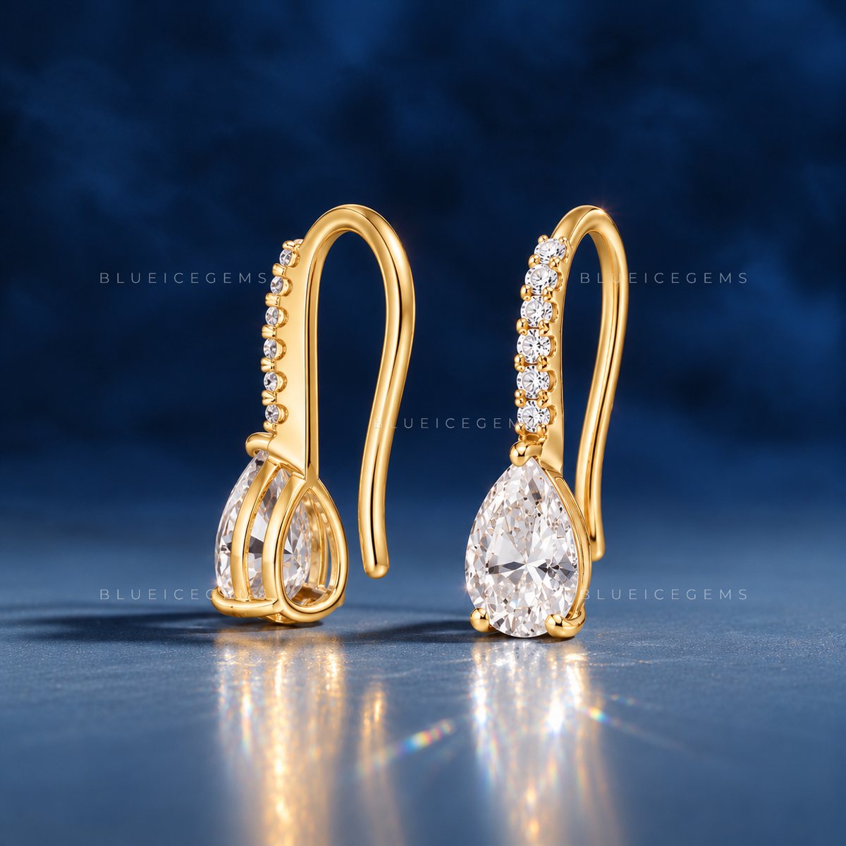 Pear Drop Pavé Bar Earrings