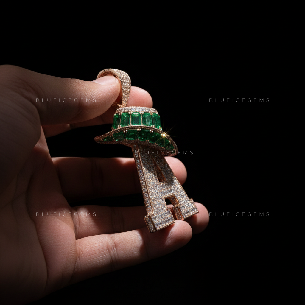 The Emerald Outlaw: Rose Gold "A" Monogram & Emerald-Baguette Cowboy Sovereign