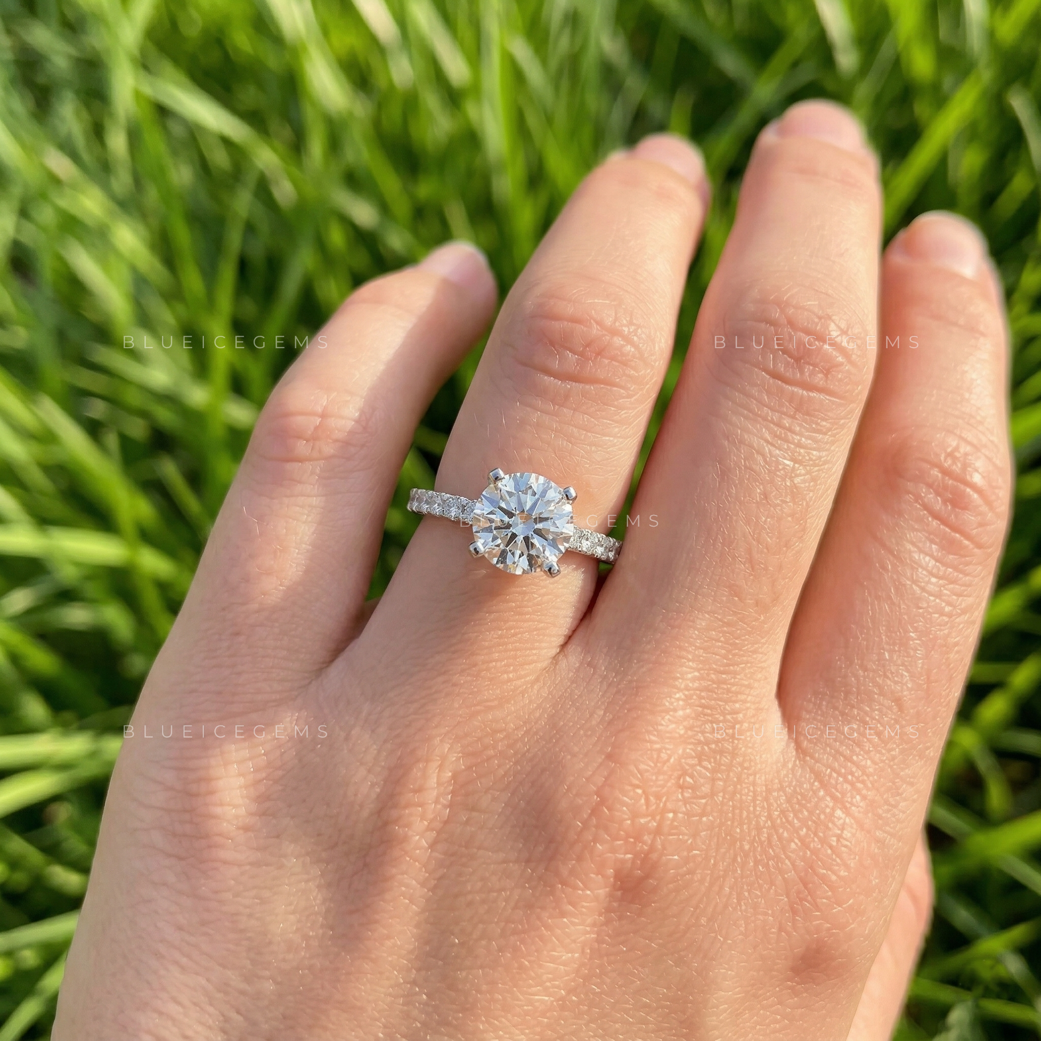 Timeless Radiance Round Cut Pavé Engagement Ring