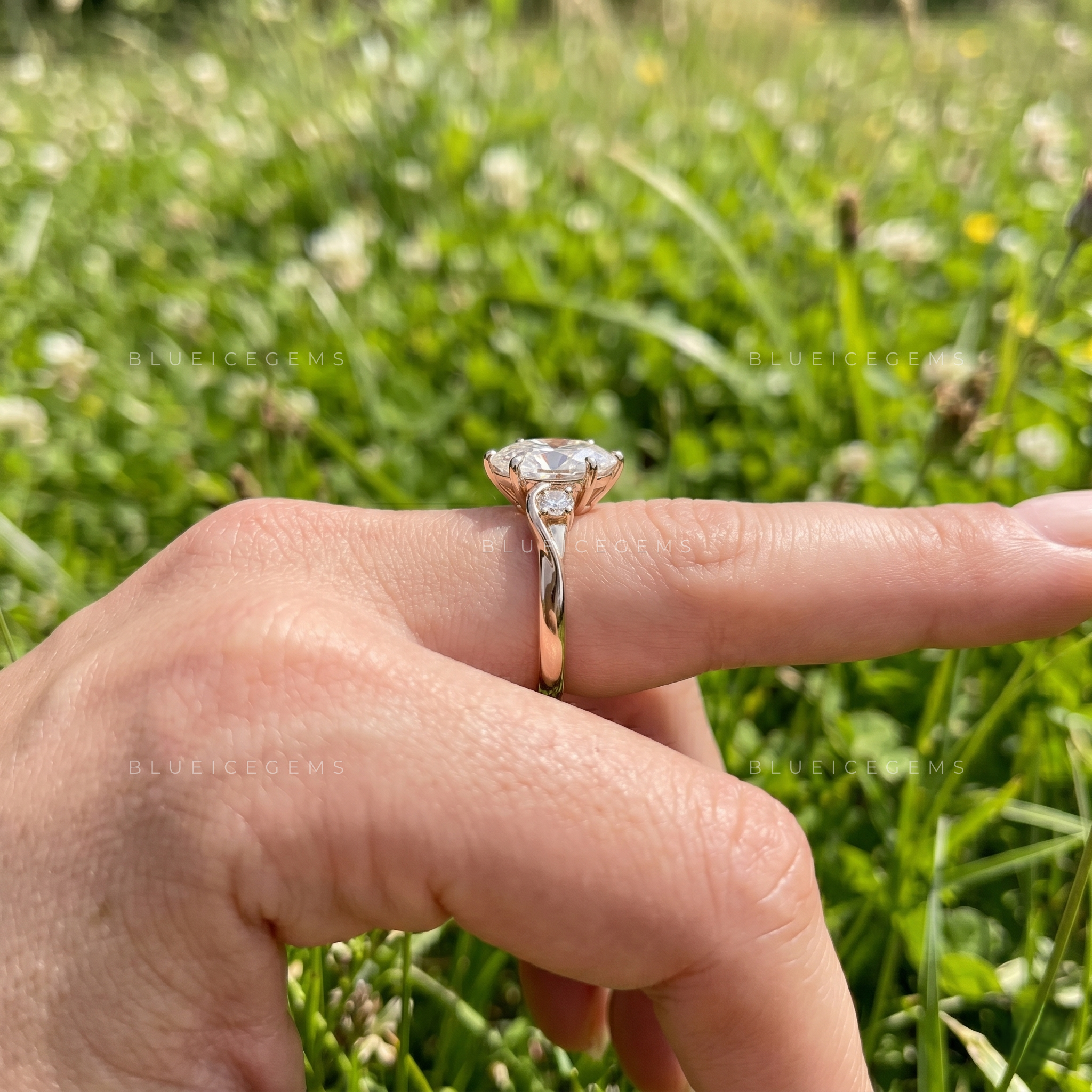 Ethereal Majesty Oval Brilliant Cut Pave Accent Engagement Ring