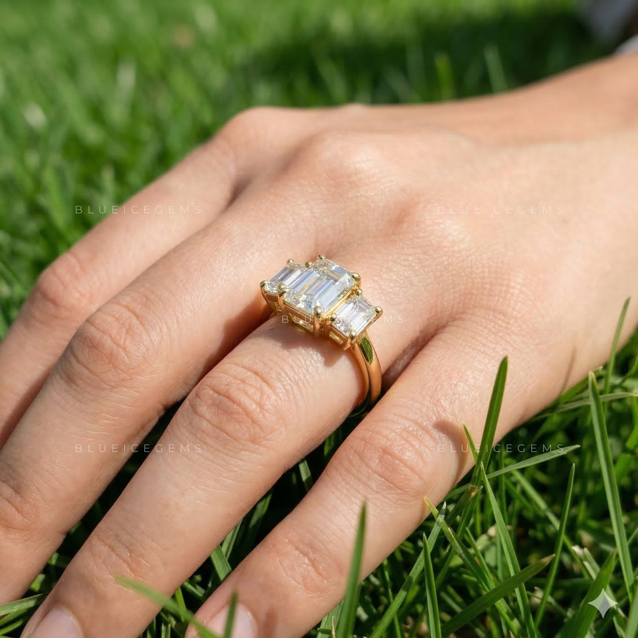 Luminous Trilogy Emerald Cut Engagement Ring