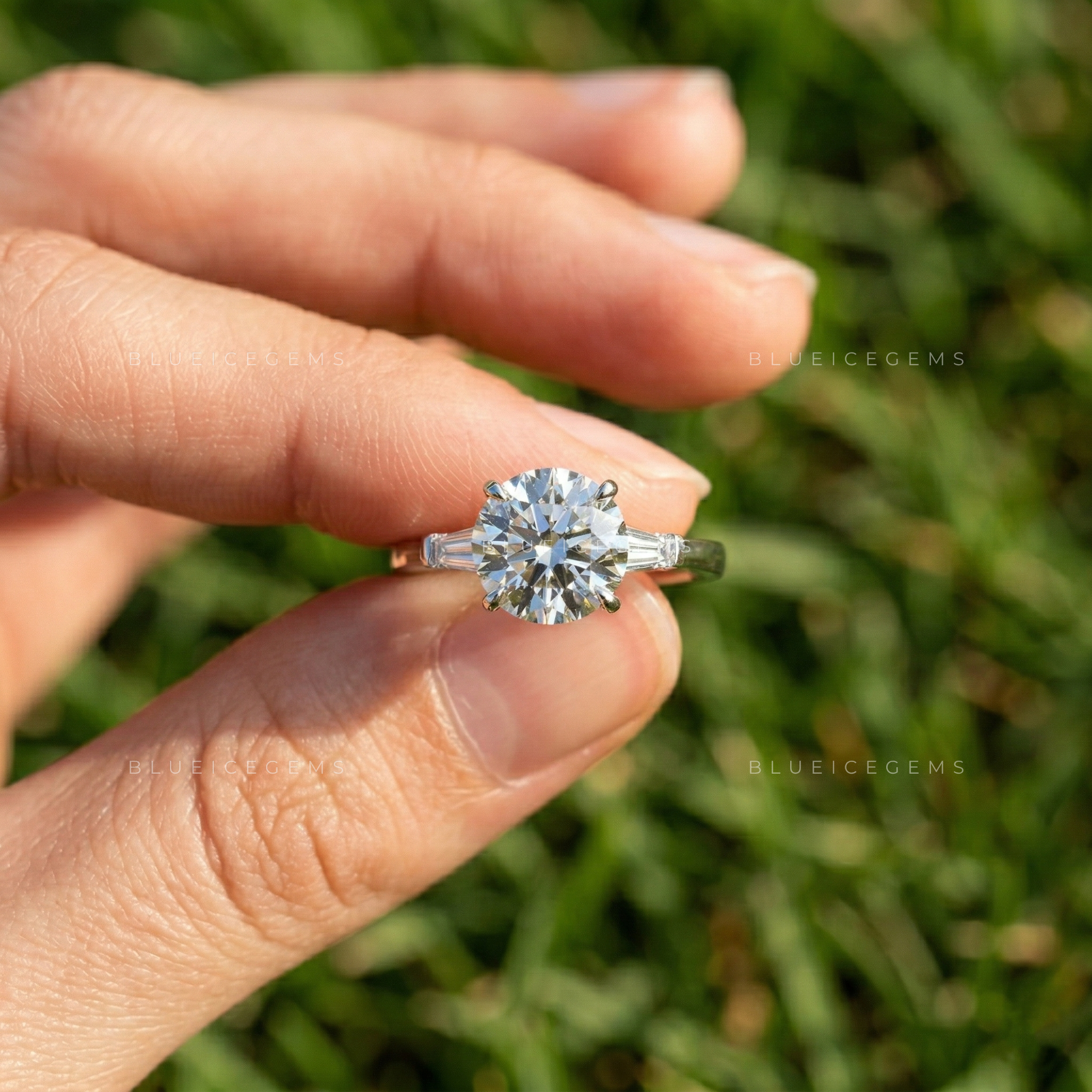 The "Iconic Radiance" Round Statement: Bold Tapered Baguette Ring