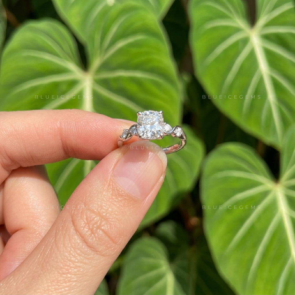 Exquisite Harmony Cushion Cut Five Stone Engagement Ring