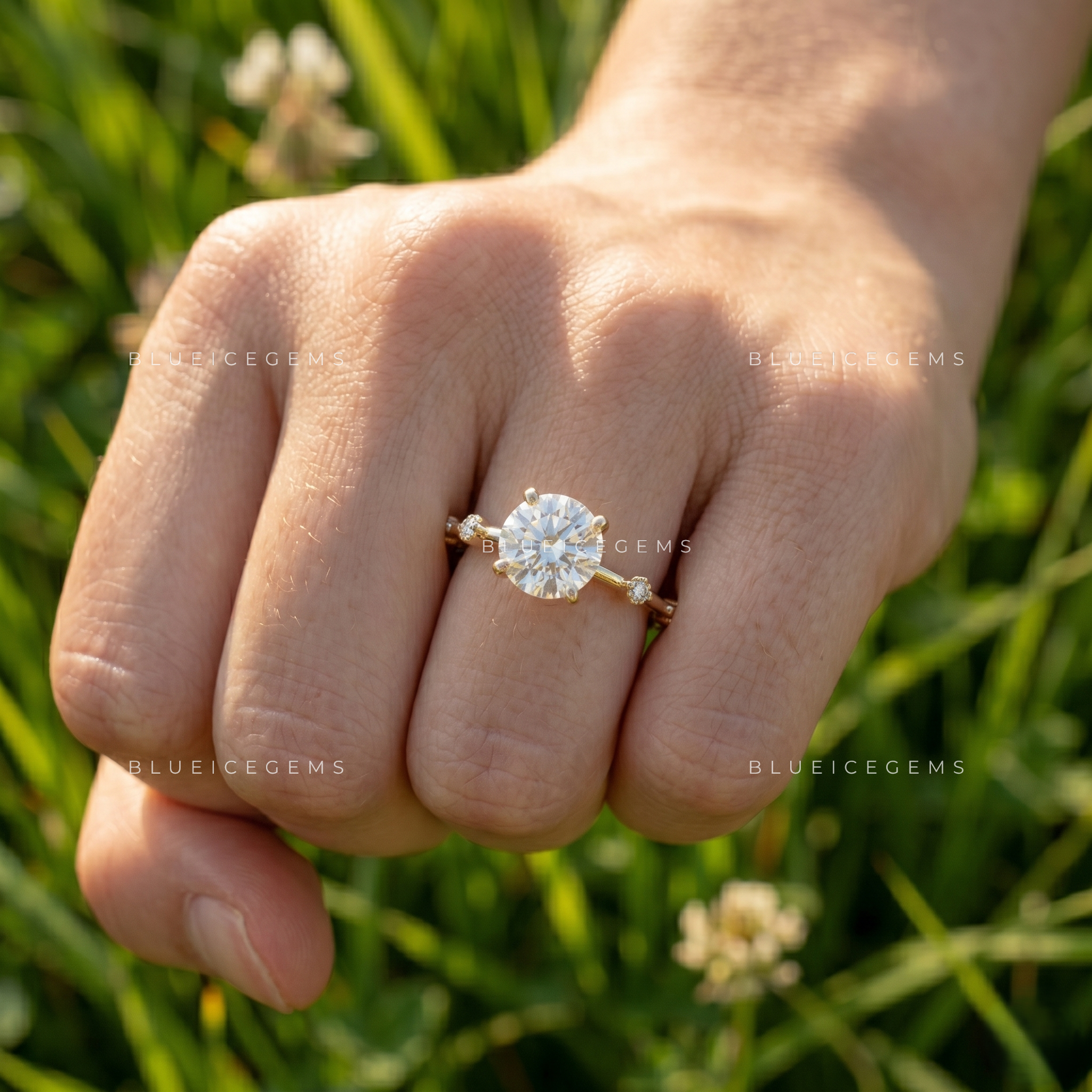 Luméa Round Brilliant Accent Engagement Ring