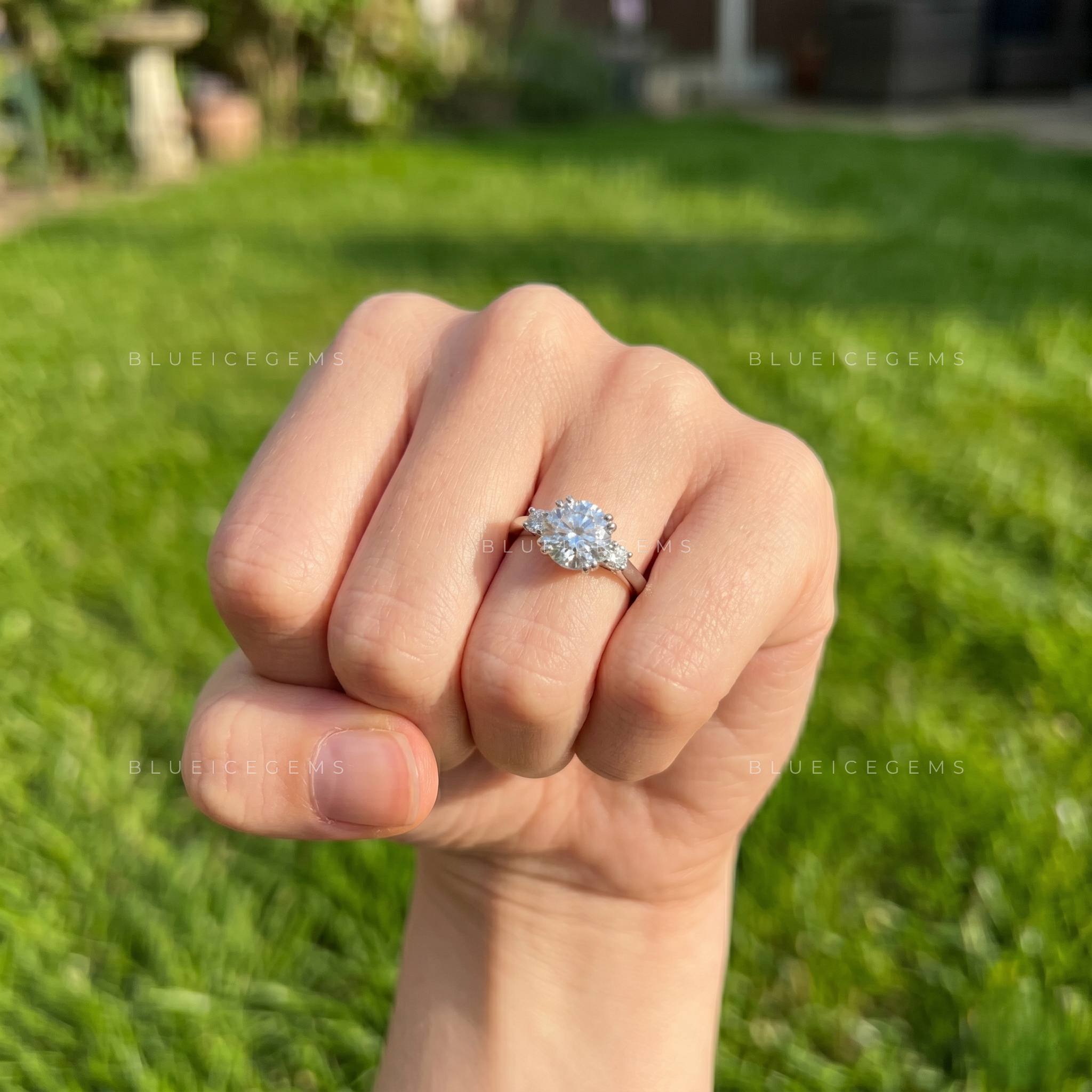 Trinity Radiance Round Cut Double Prong Accent Anniversary Ring
