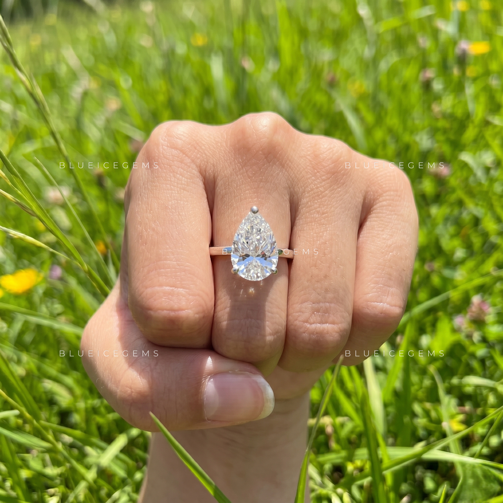 Celestial Silhouette Pear Brilliant Cut Solitaire Engagement Ring