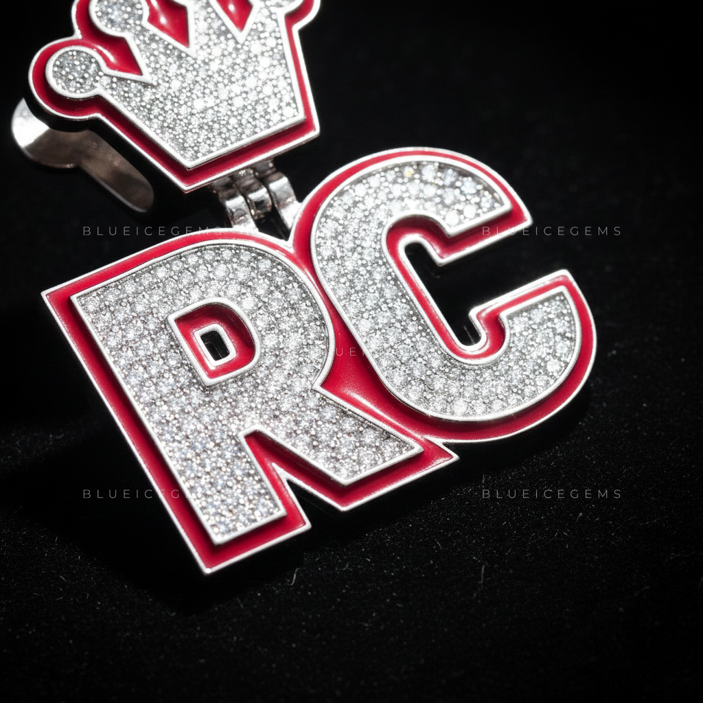 The "RC" Royal Crimson: Vibrant Red Enamel & Crown-Topped Initial Pendant