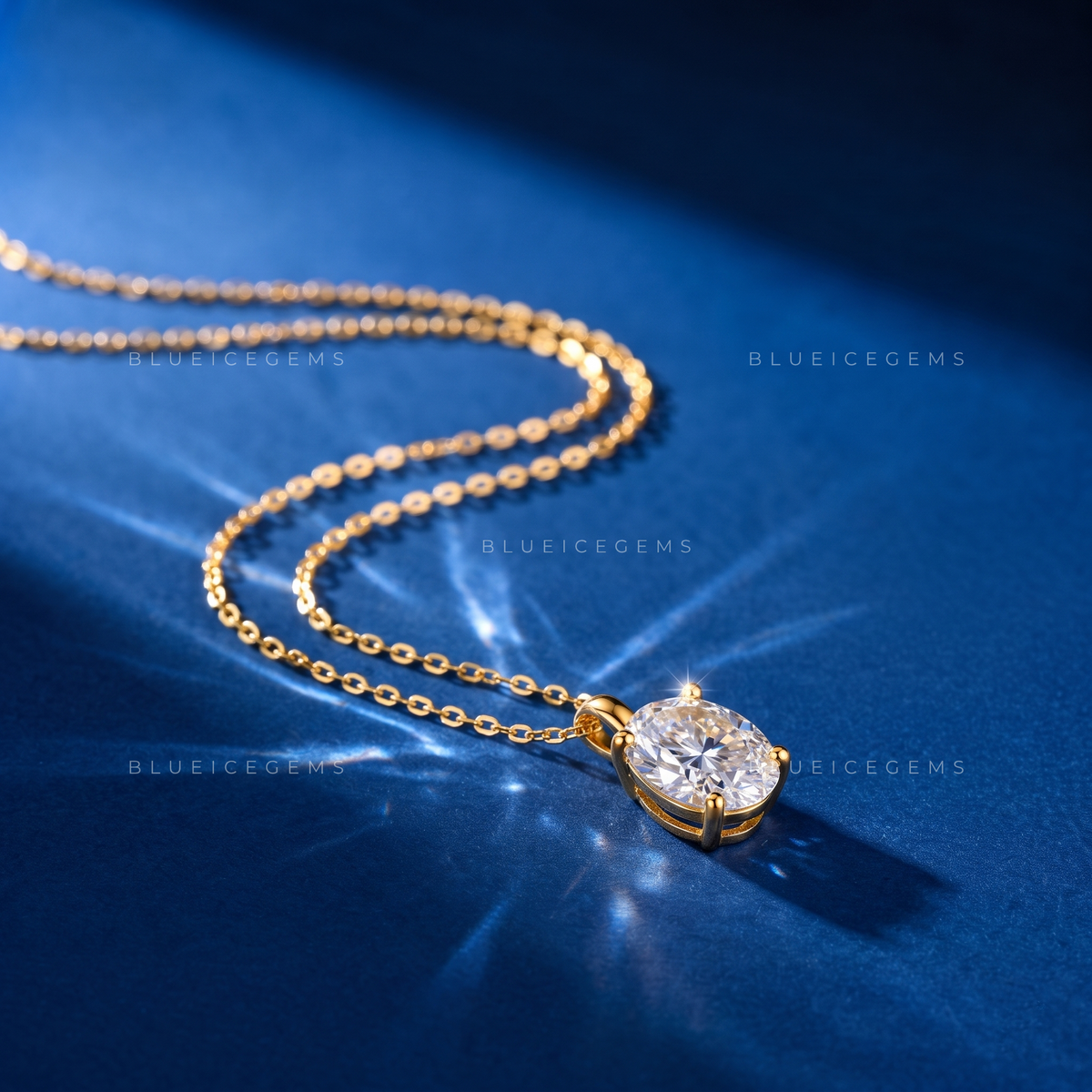Oval Solitaire Diamond Pendant