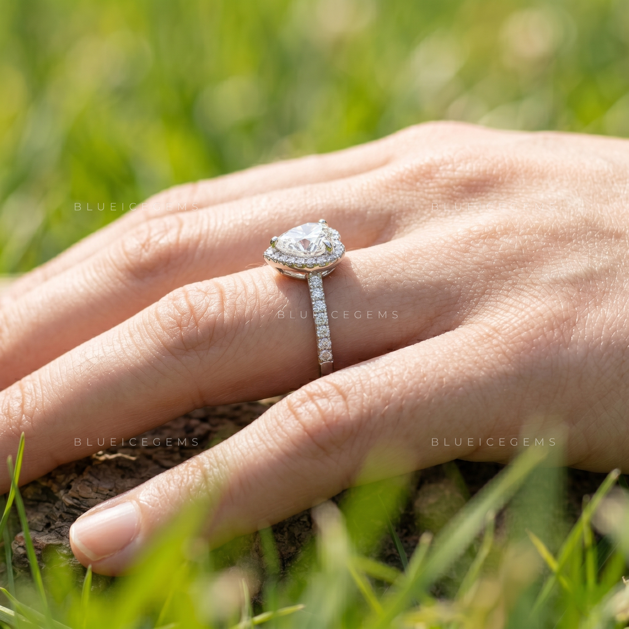 Amore Whisper Heart Cut Delicate Pavé Accent Engagement Ring