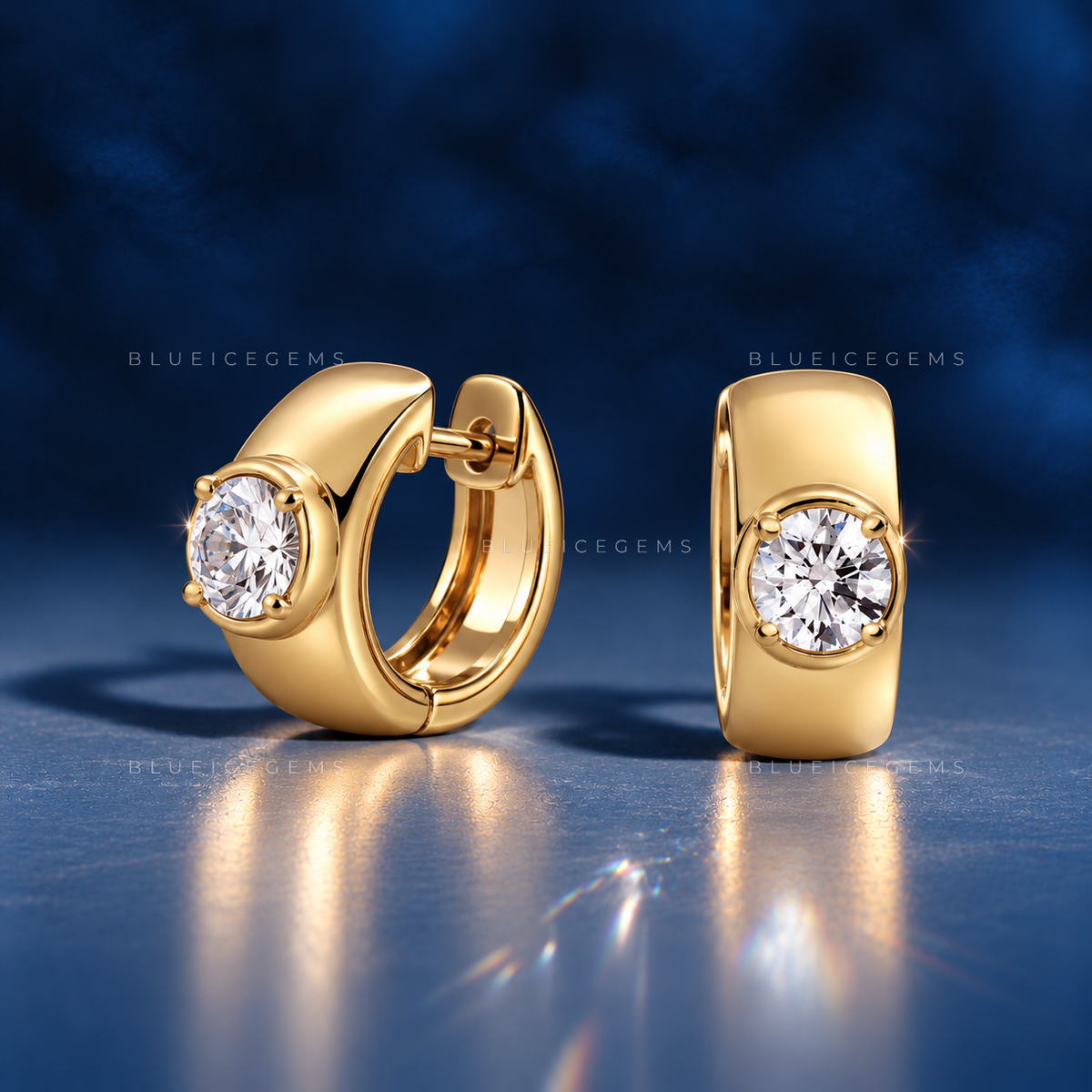 Modern Wide Band Diamond Hoop Earrings