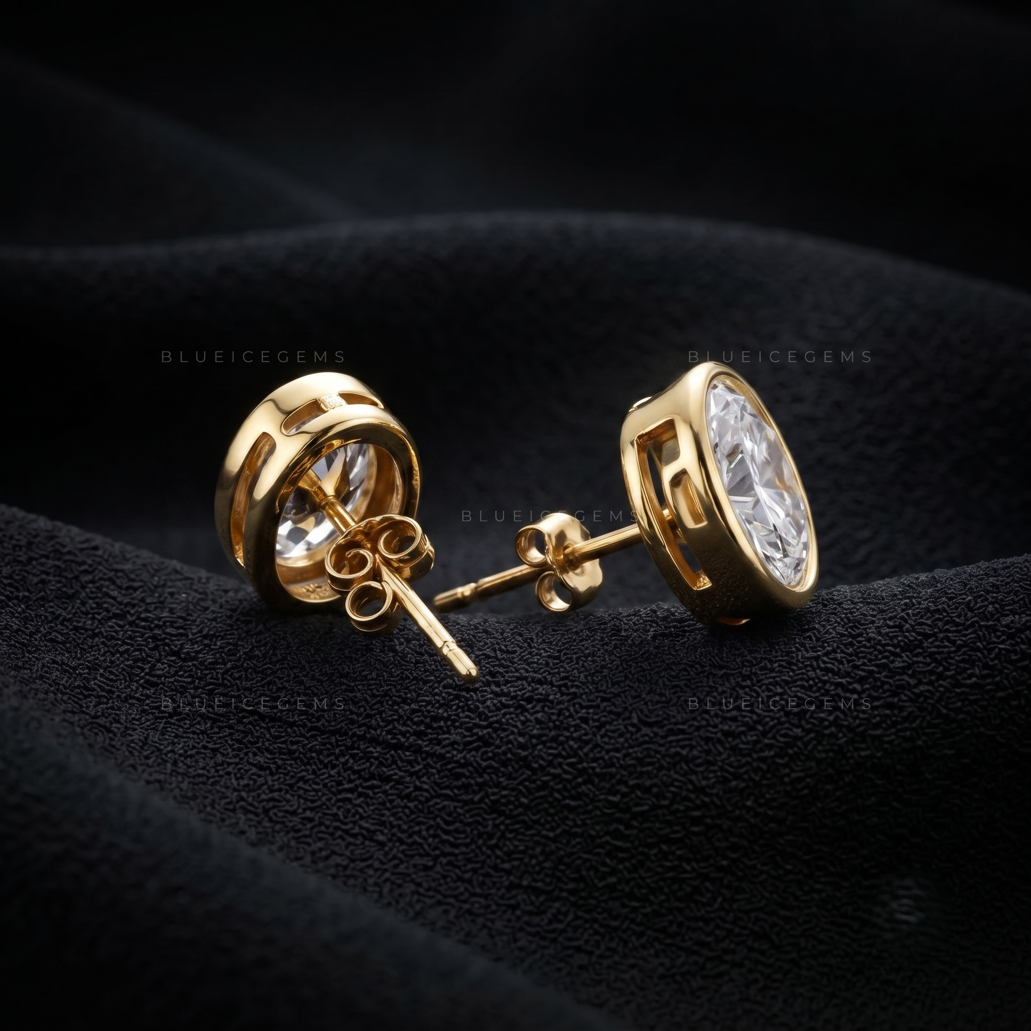Elara Oval Lab-Grown Diamond Bezel Stud Earrings