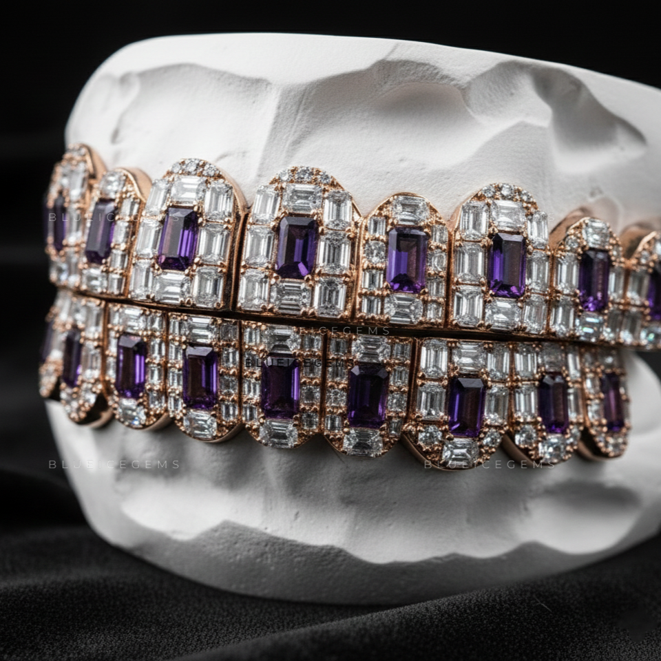 Royal Amethyst & Baguette Flood Grillz
