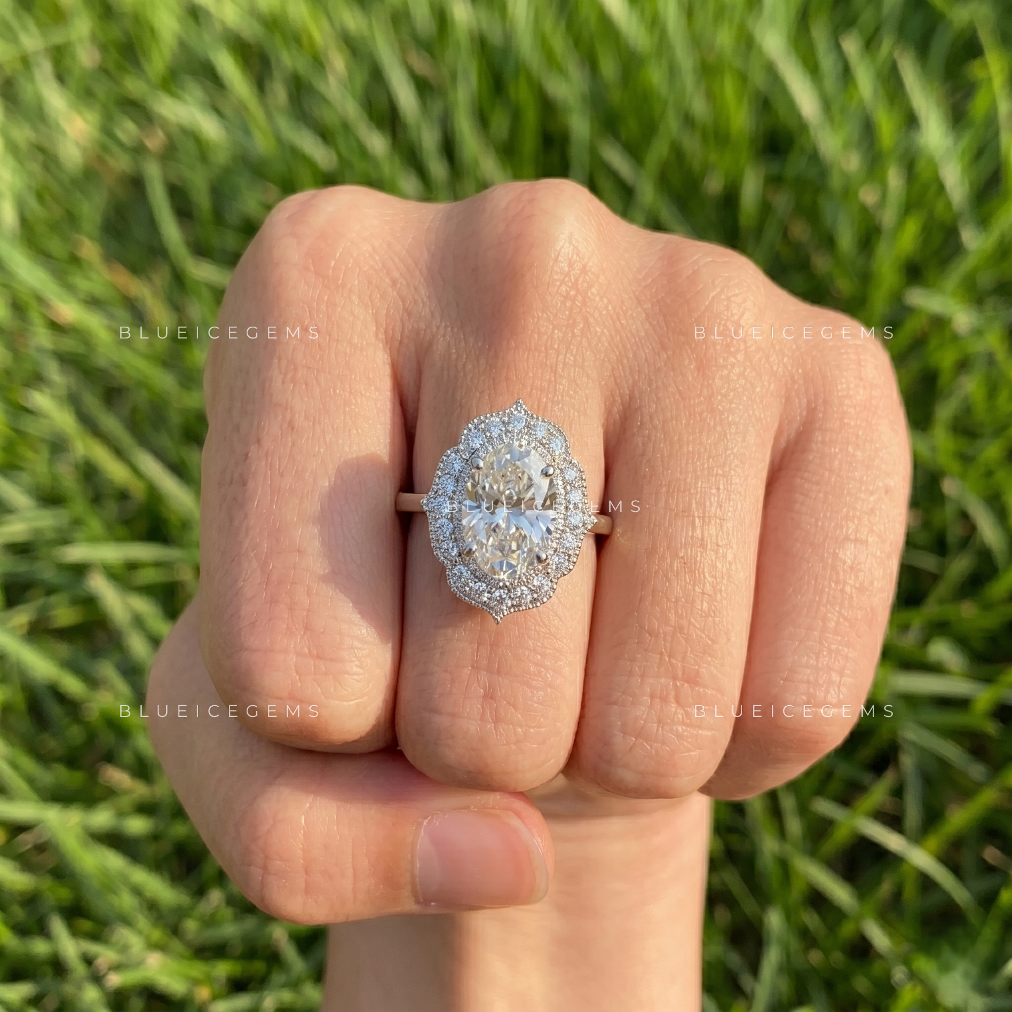 Serenade of Splendor Oval Cut Accent Engagement Ring
