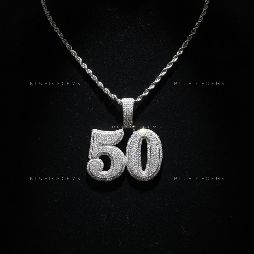 "55" Custom Iced-Out Number Pendant