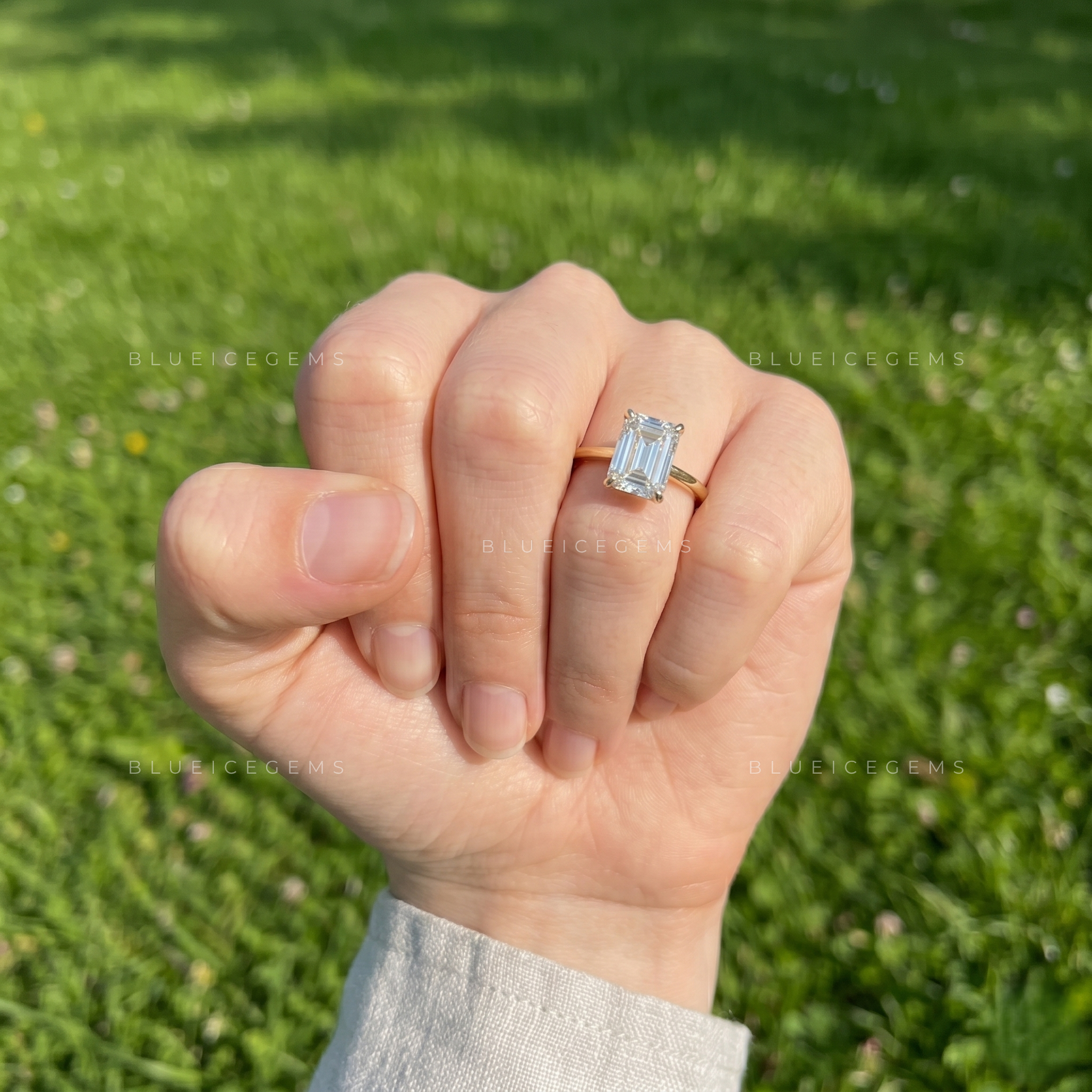 Regal Brilliance Emerald Cut Solitaire Engagement Ring