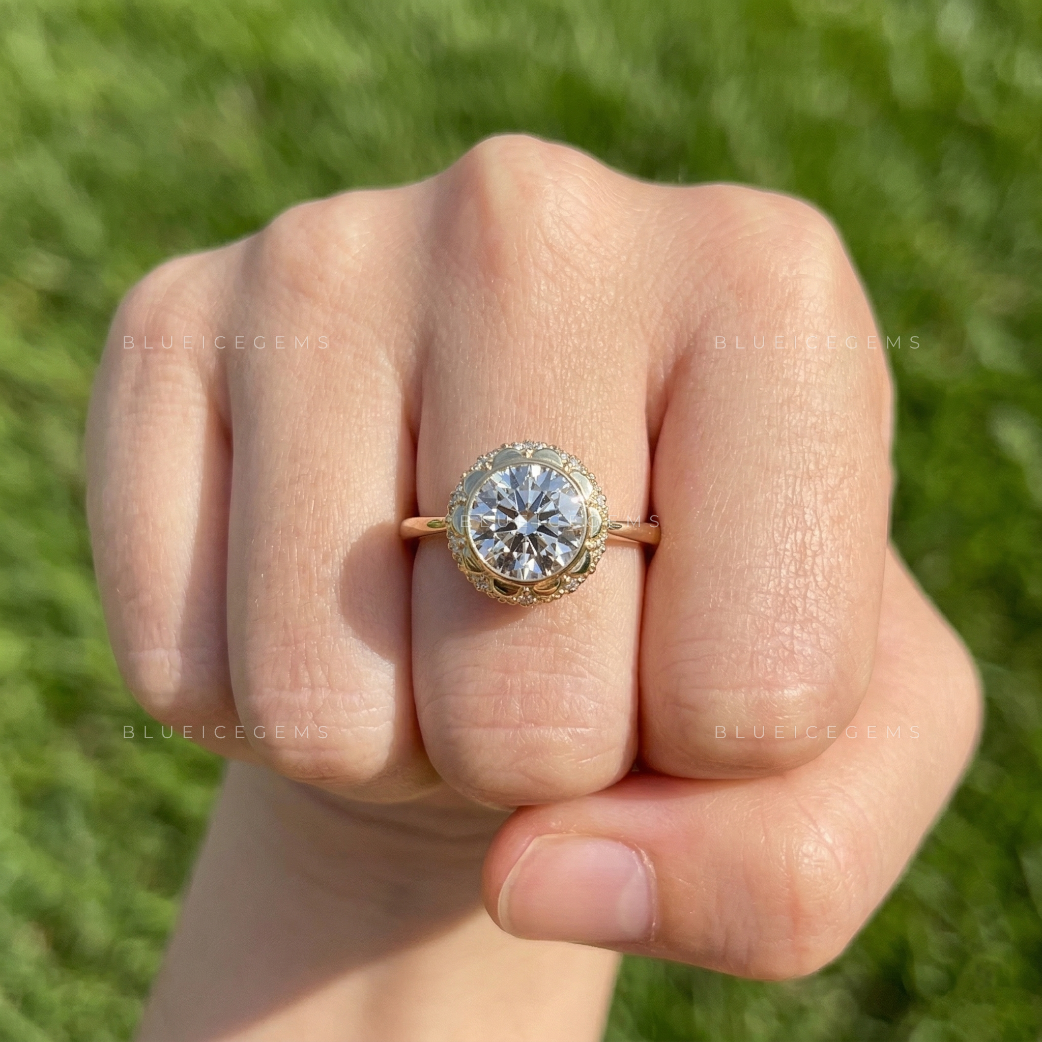 Timeless Radiance Round Cut Pavé Engagement Ring