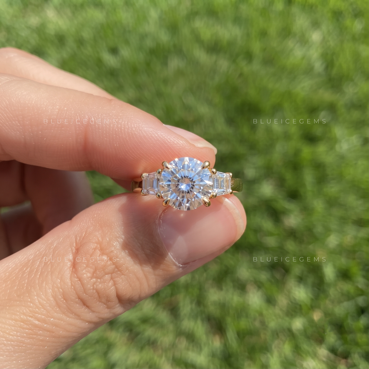 Portofino Three-Stone Portuguese Cut Engagement Ring