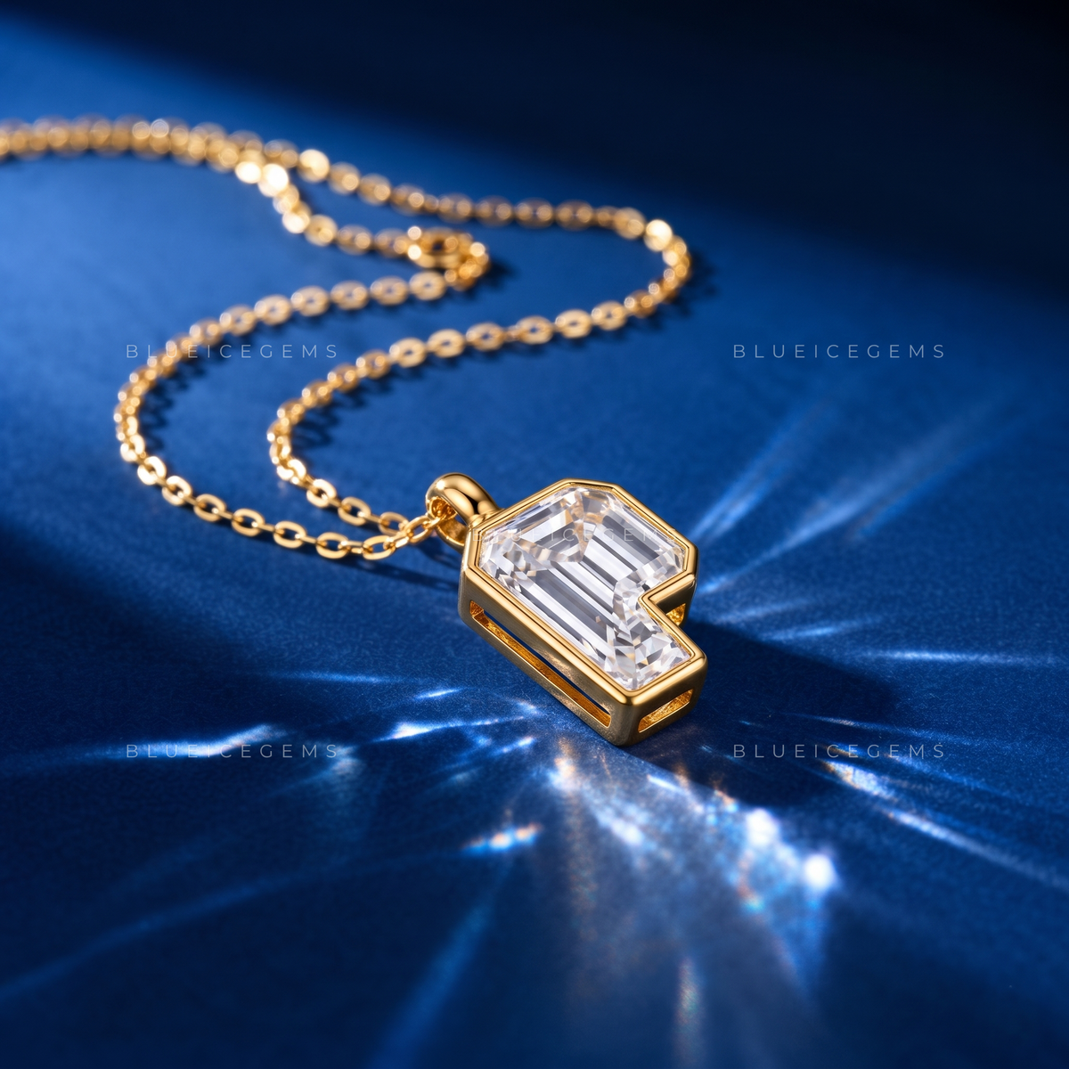 P-Shaped Unique Cut Solitaire Diamond Pendant