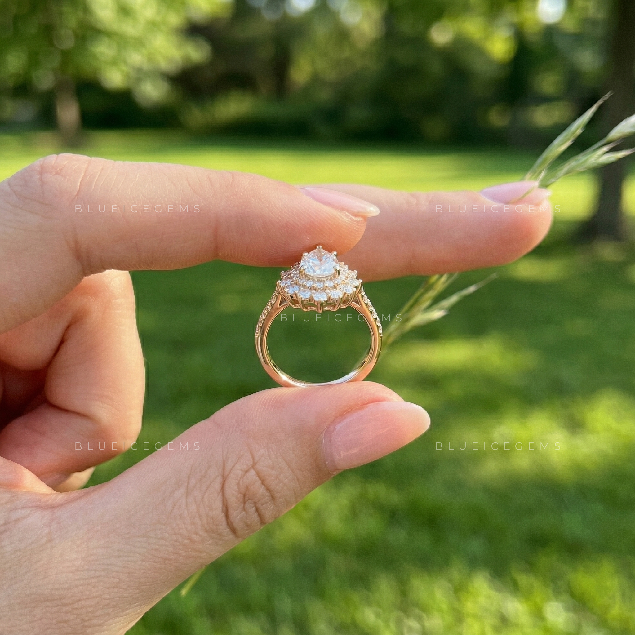 Celestial Radiance Round Brilliant Bridal Set with Contoured Floral Band