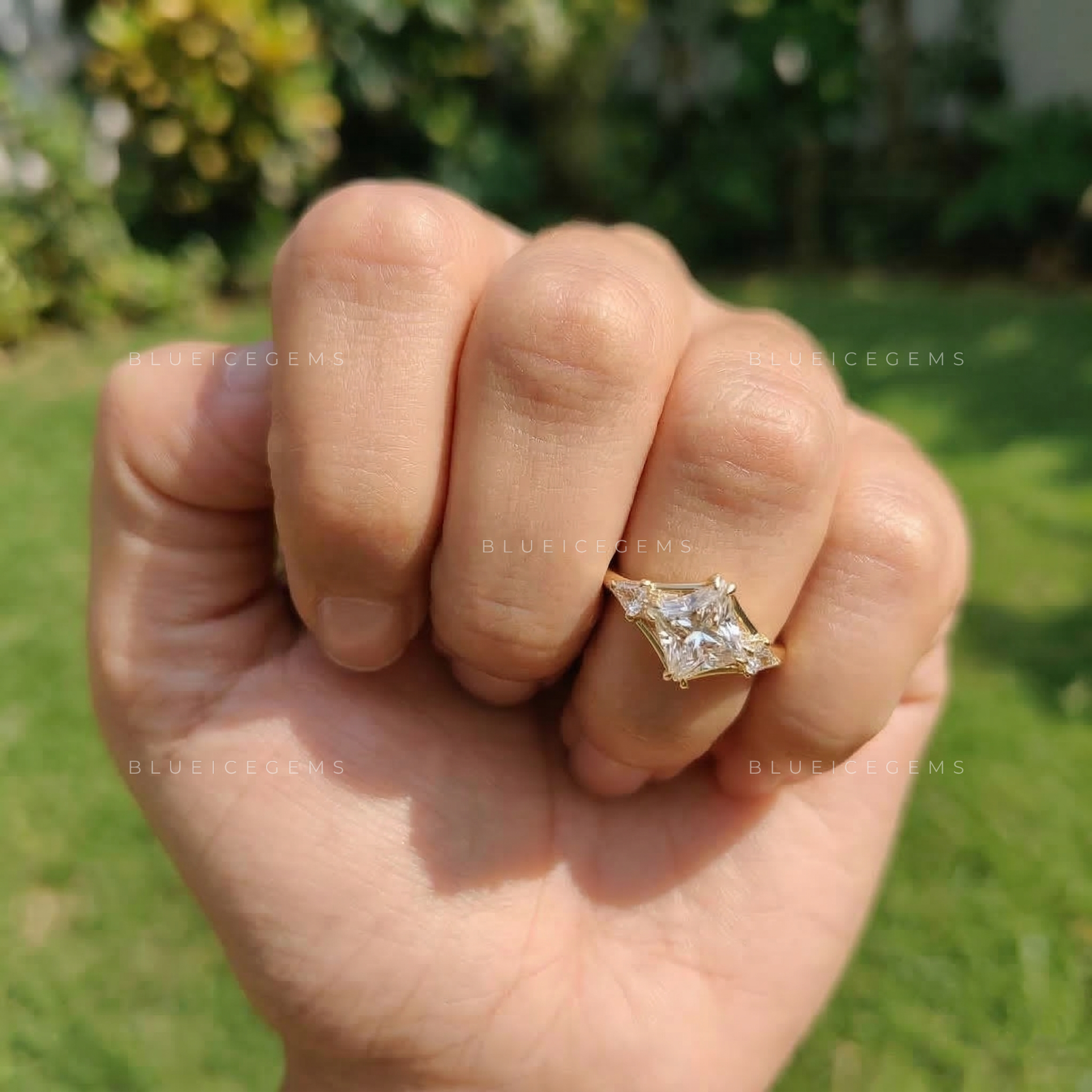 Modern Majesty Princess and Kite Cut Trilogy Ring