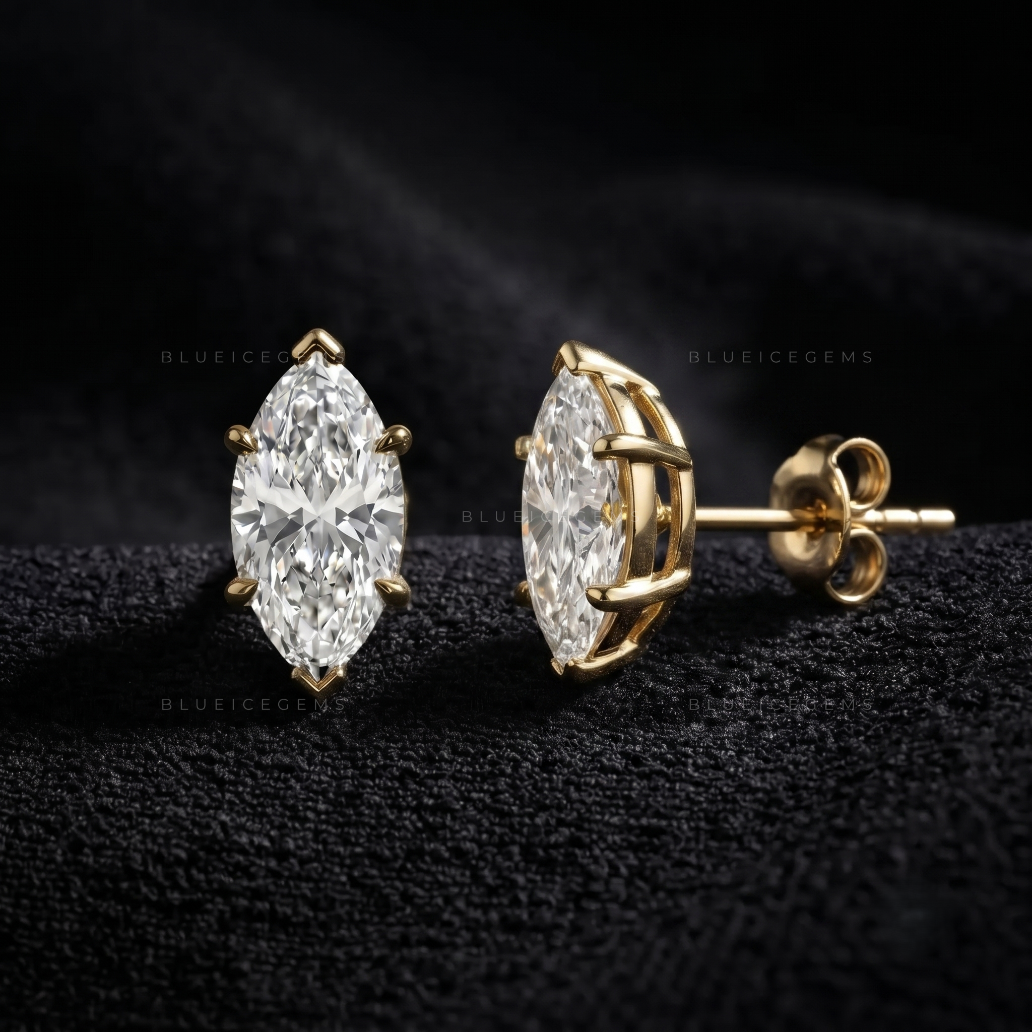 Silhouette Marquise Diamond Six-Prong Stud Earrings