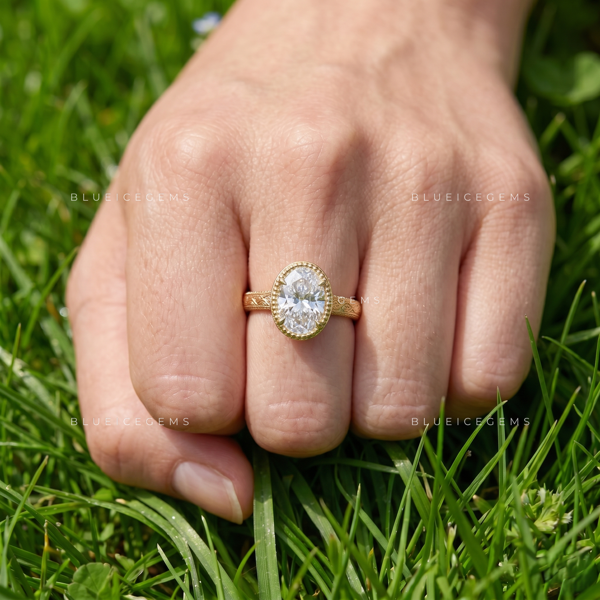 Victorian Whisper Oval Brilliant Vintage Milgrain Engagement Ring