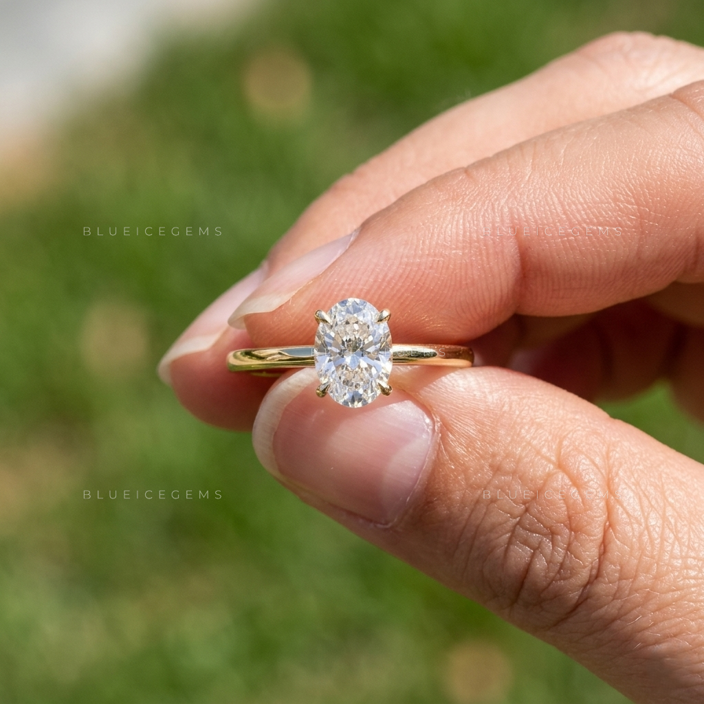 Dainty Oval Brilliant Cut Minimalist Heirloom Promise Engagement Ring