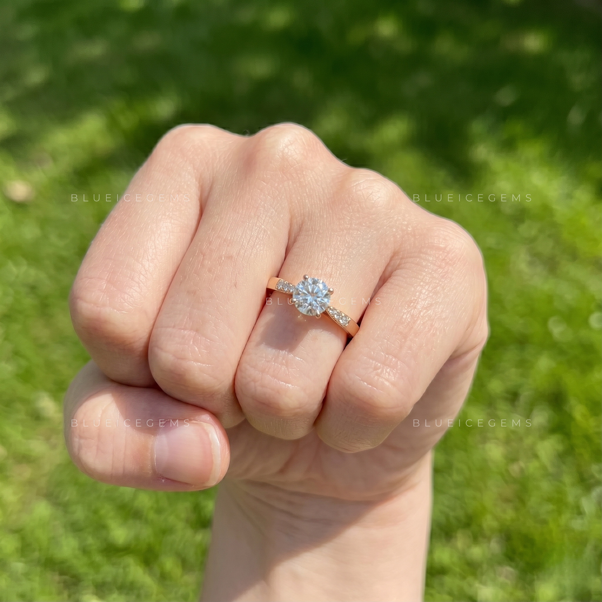 Pure Essence Round Brilliant Cut Dainty Solitaire Engagement Ring