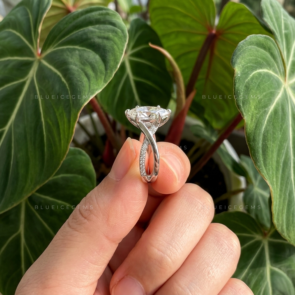 Graceful Twist Marquise Cut Pave Engagement Ring