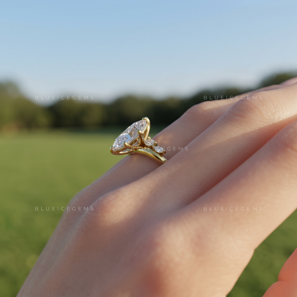Dutch Marquise Twist Halo Engagement Ring