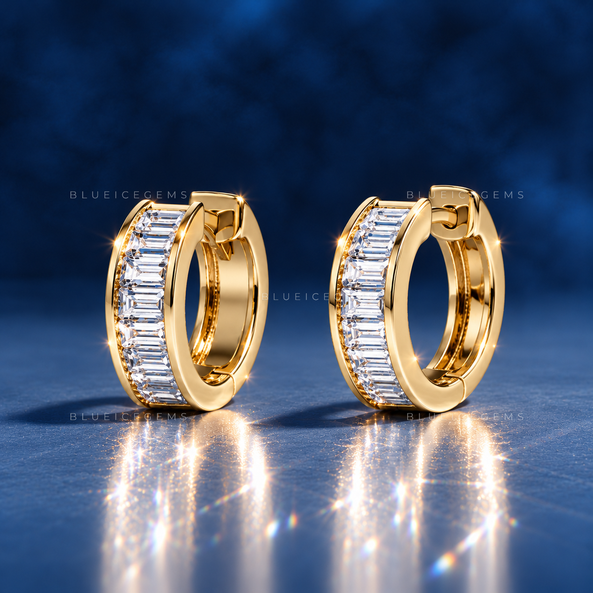 Architectural Baguette Huggie Earrings