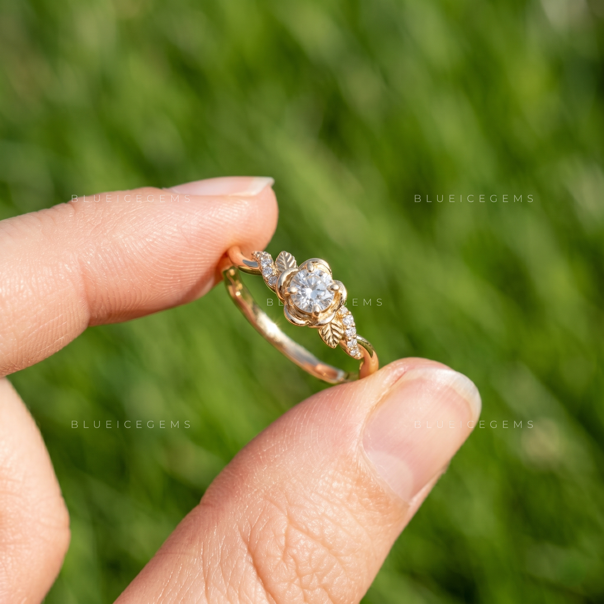 Celestial Sparkle Delicate Round Cut Accent Engagement Ring