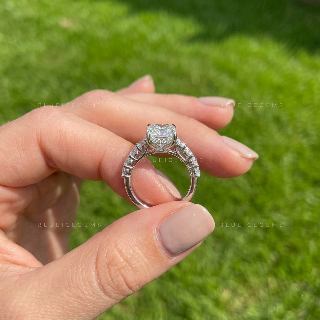 Radiant Brilliance Pave Accented Three-Stone Statement Ring
