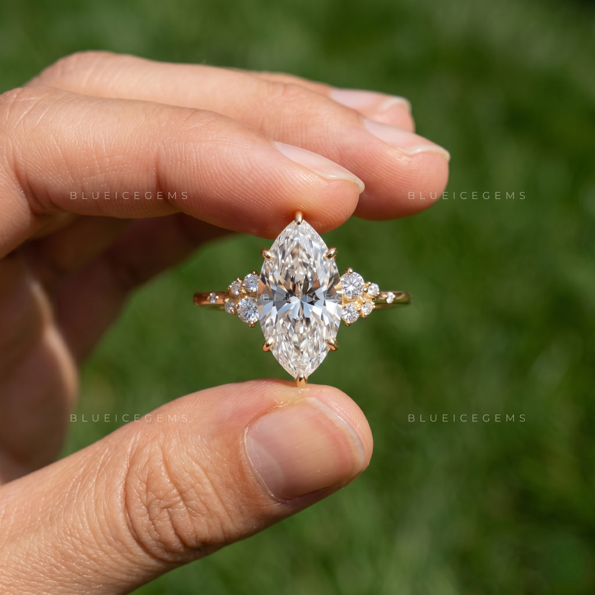 Aurelia Marquise Cut Certified Brilliant Accent Solitaire Engagement Ring