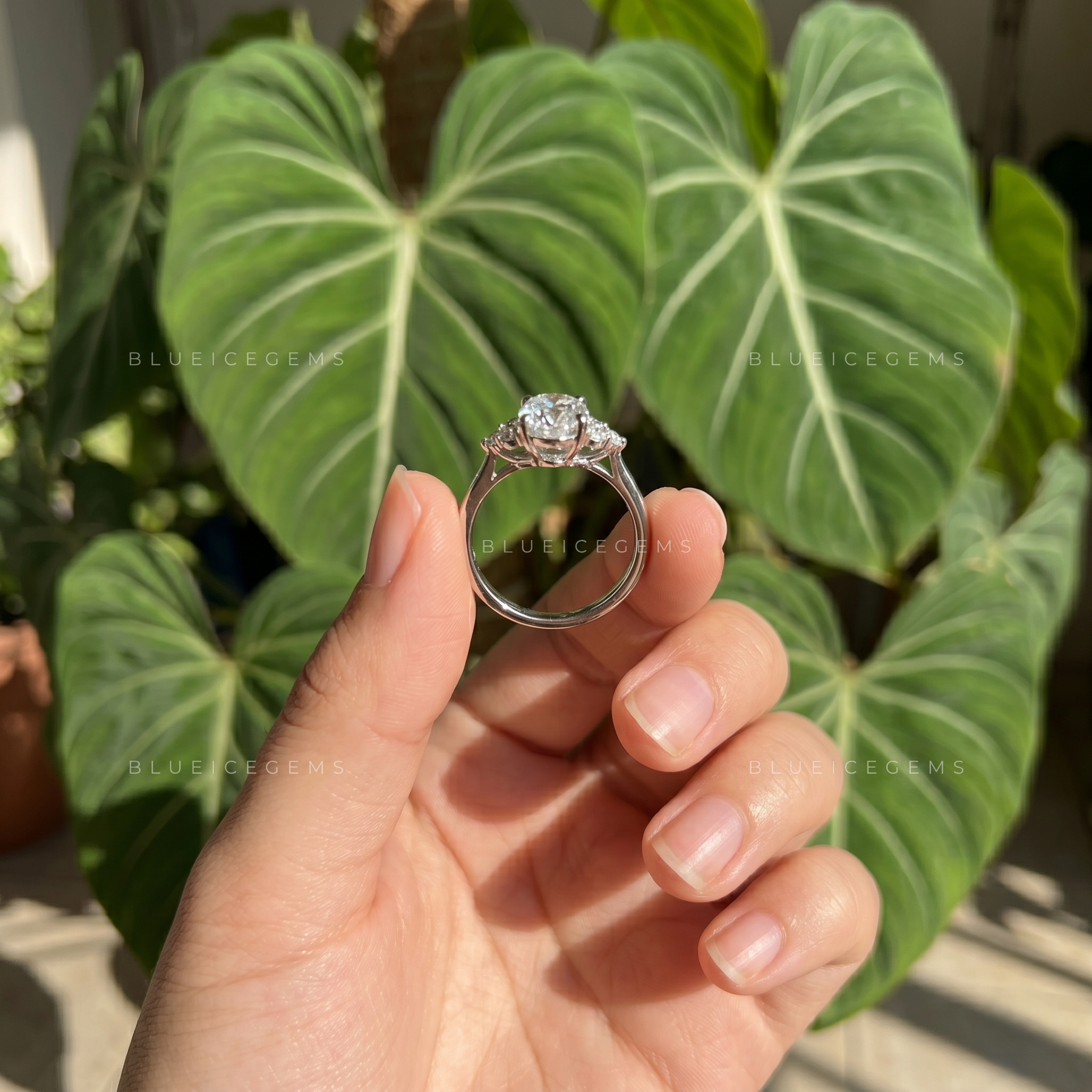 Oval Brilliant Cut Accent Solitaire Engagement Ring