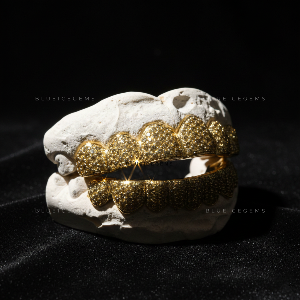 Yellow Diamond Gilded Avalanche Full-Set Grillz