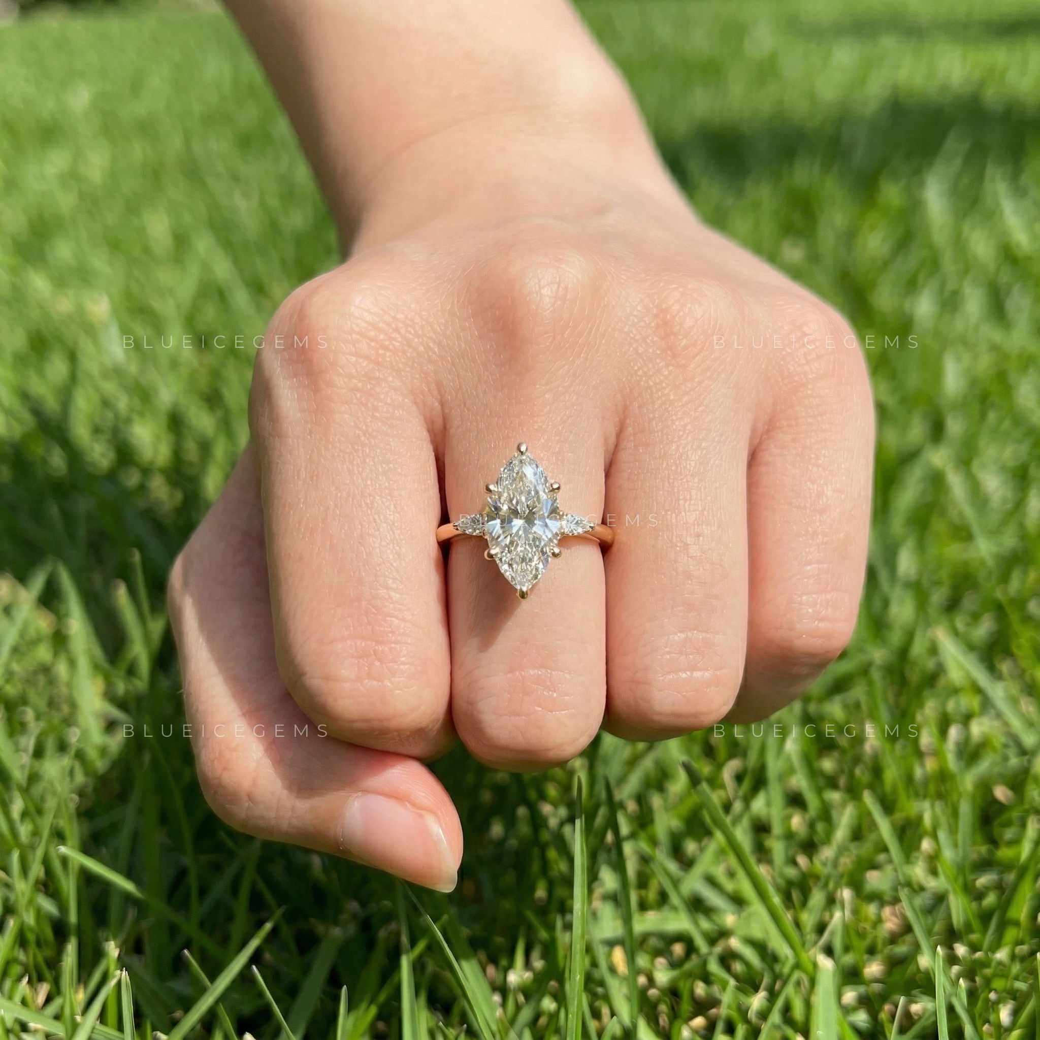 Romantic Radiance Marquise and Pear Cut Trilogy Engagement Ring