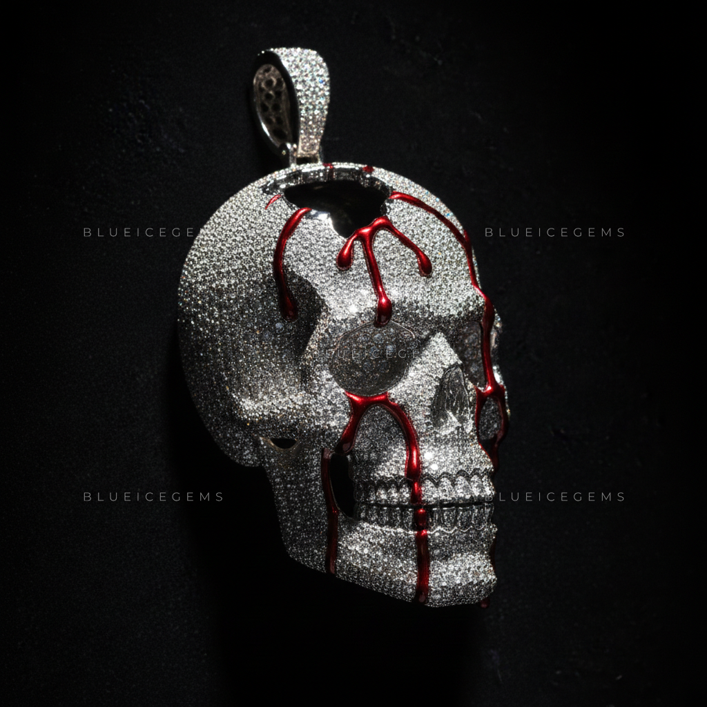 The "Bleeding Skull" Sovereign: Full-Frost Cranium & Crimson Gore Enamel