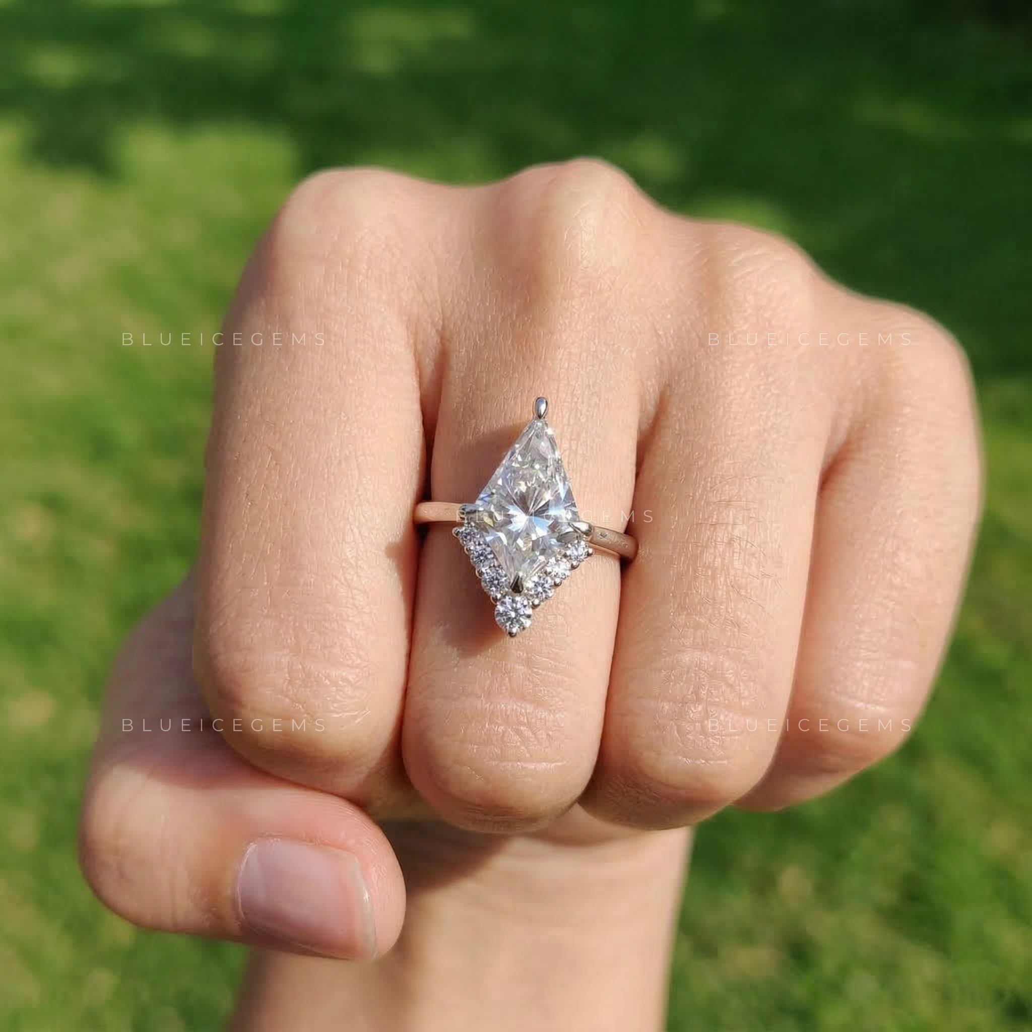Geometric Zenith Kite Cut Moissanite Ring