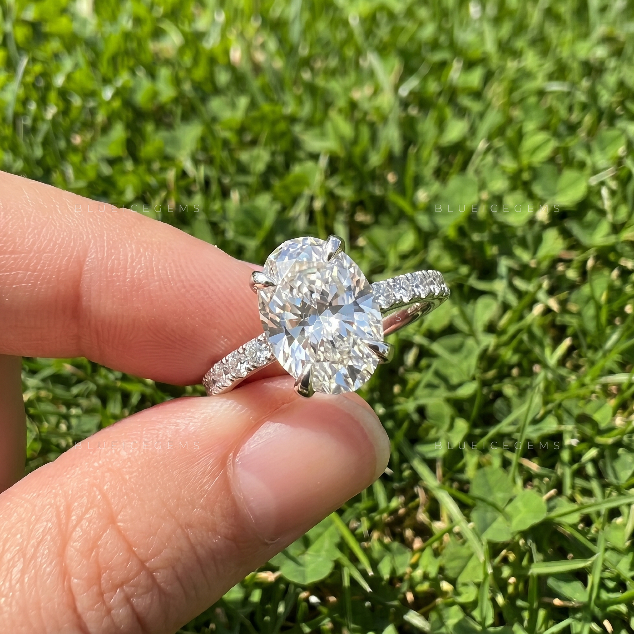 Infinite Splendor Oval Cut Pave Halo Trio Band Engagement Ring