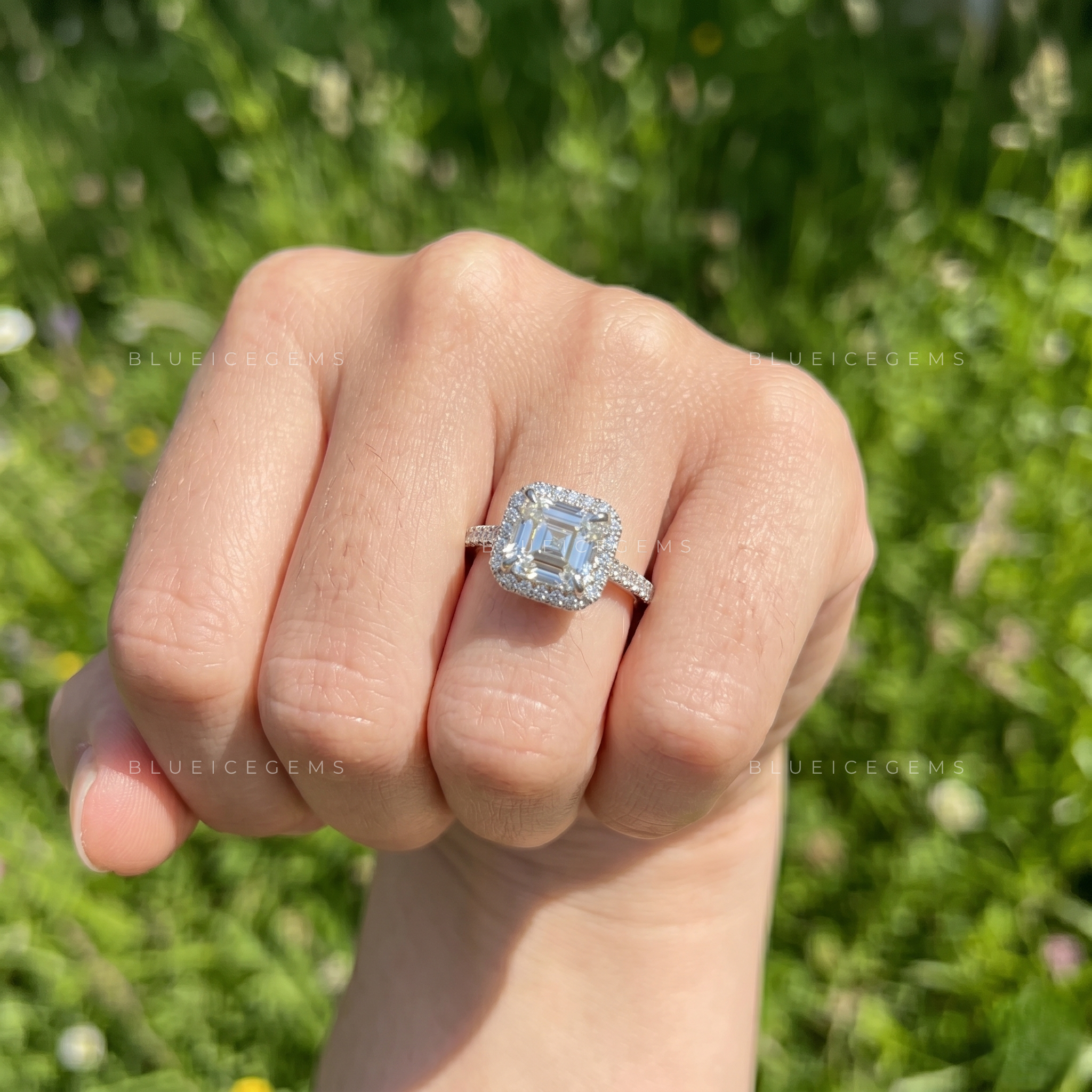 Vintage Radiance Asscher Cut Halo Engagement Ring