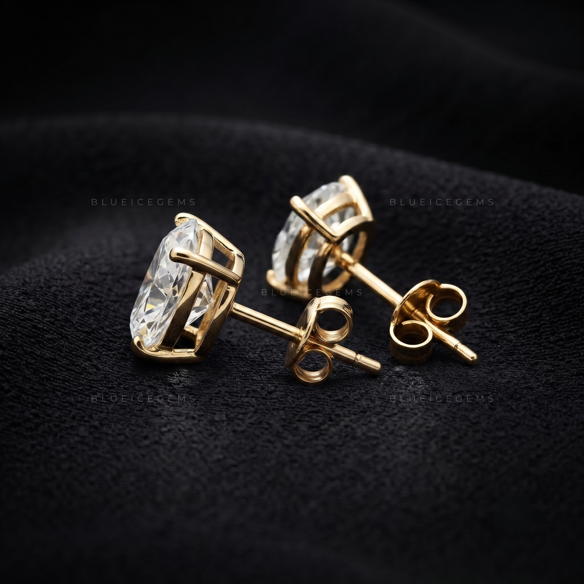 Silken Oval Lab-Grown Diamond Four-Prong Stud Earrings
