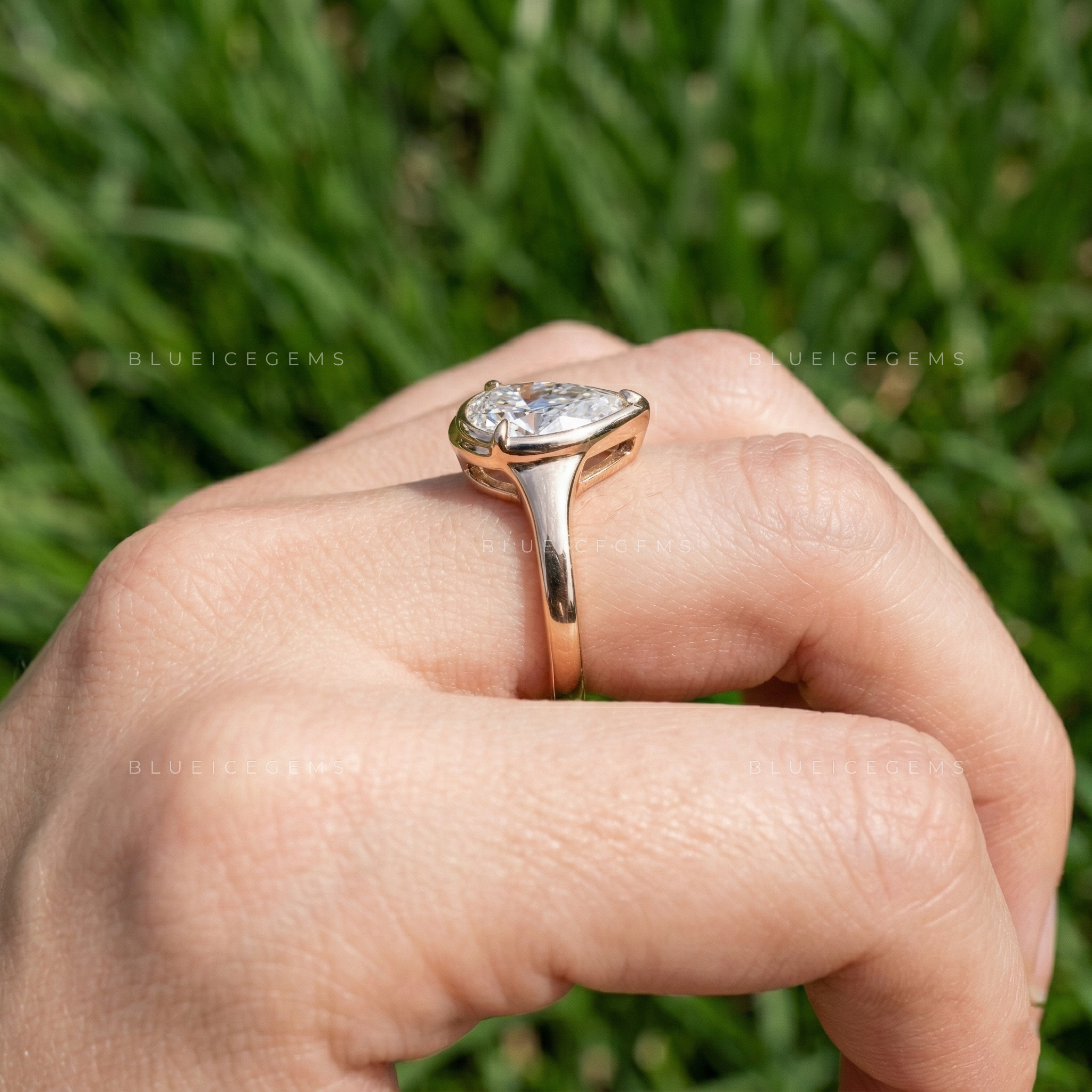 Luminous Grace Pear Cut Solitaire Ring
