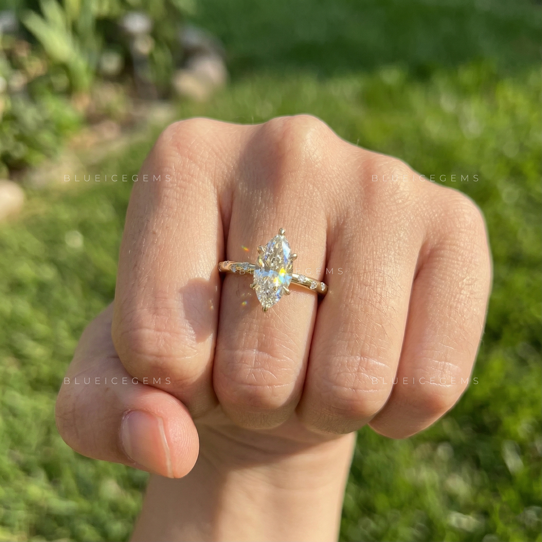 Regal Silhouette Marquise Cut Pavé Engagement Ring