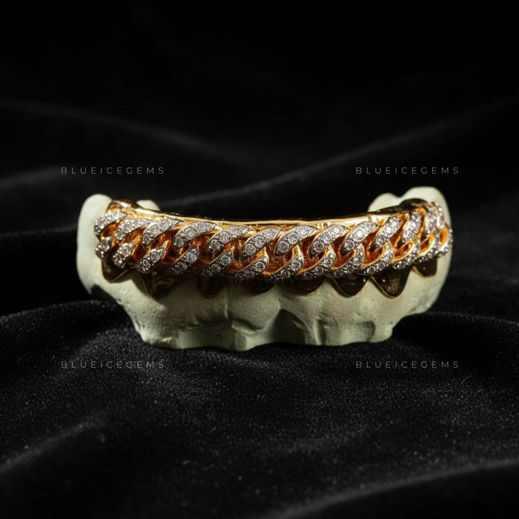 Iced-Out Cuban Link Bridge Grillz