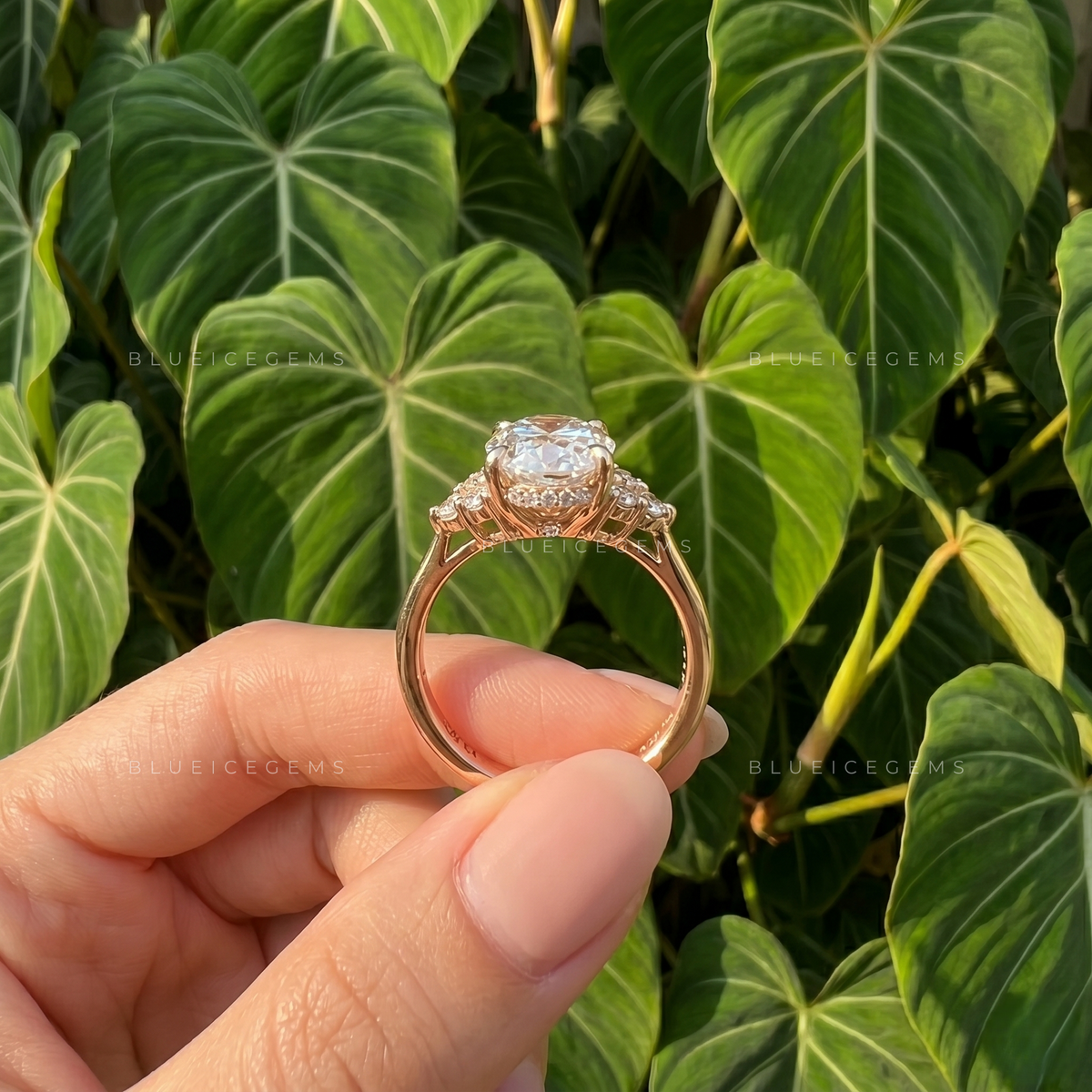 Luminous Harmony Oval Cut Three Stone Engagement Ring